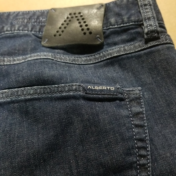 Alberto Jeans Modern Fit Luxury T400 Men's 40x26 Medium Wash (hemmed) DARK BLUE - Picture 8 of 11